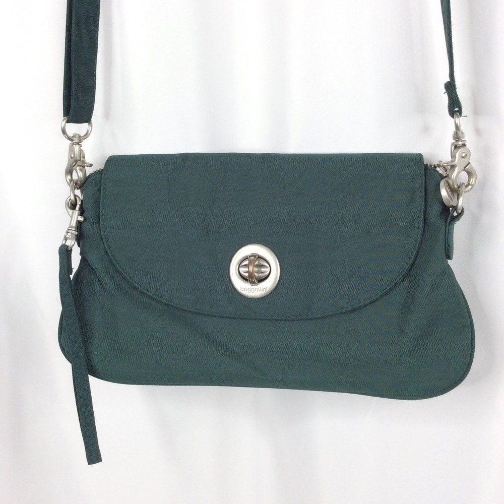 Baggallini Crossbody Purse Clutch Bag Teal Green Travel Organizer